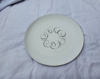 Style House, Rhythm, Fine China 10,25 inch Chop/Diner bord met zwart en grijs cirkelvormig decorcentrum