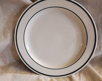 Mayer China, White with Dark Green Bands,  10.25 inch Serving Plate, Restaurant Style, Serving Dish