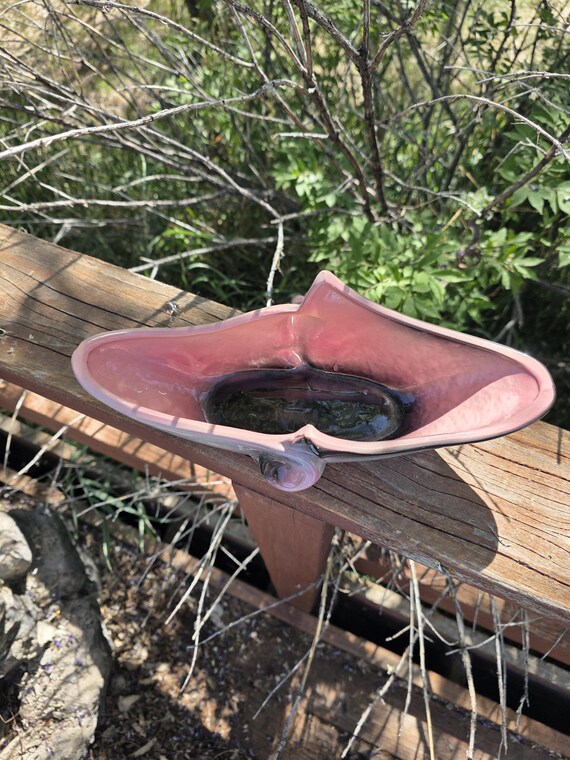 Vintage Hull 71, Pink and Black Pottery, Art Deco Oblong