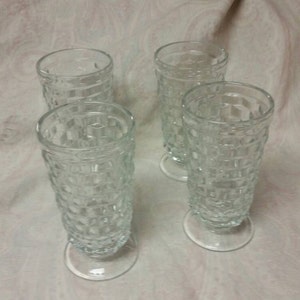 Set of 4 Whitehall 10 ounce Clear Glass Footed Tumblers Fostoria/Indiana Colony Serving Cups
