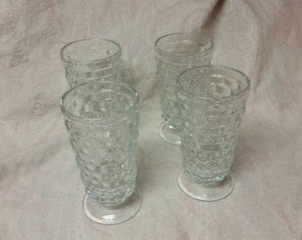 Set of 4 Whitehall 10 ounce Clear Glass Footed Tumblers Fostoria/Indiana Colony Serving Cups