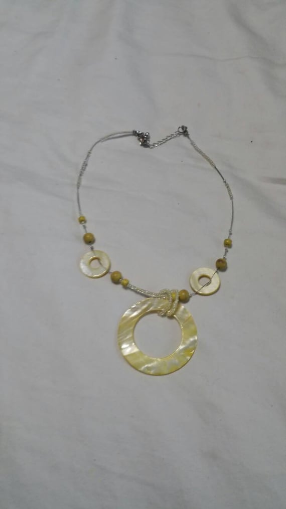 Yellow Shell Beaded, 16 inch Single Strand Necklac