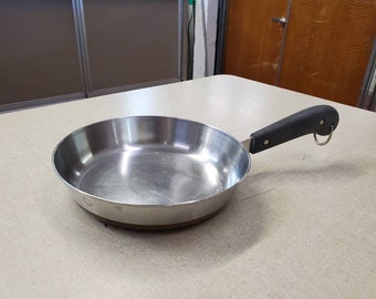 Revere Ware, parte inferior de cobre, sartén o sartén 8.10, olla cromada, cocina vintage