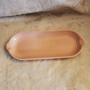 Älter gealtert, Fiesta Ware, apricot Farbe, Coupe-Stil, einfarbig, 29,50 Zoll Oval Relish Dish oder Tablett, Ersatz Dish