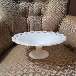 Open Lace, Old Colony, White Milk Glass 10.75” Pedestal Serving Bowl, Vintage Anchor Hocking, Serving Bowl White Decor Centerpiece Decor