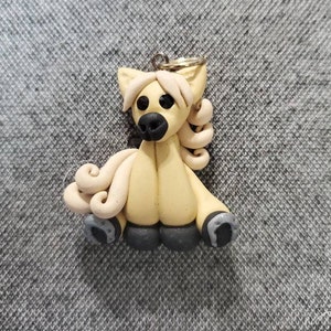 Argile polymère, Cheval beige et noir, Ornement d&#39;arbre de Noël ou Accent, Style occidental, Figurine faite à la main, Pendentif bijoux