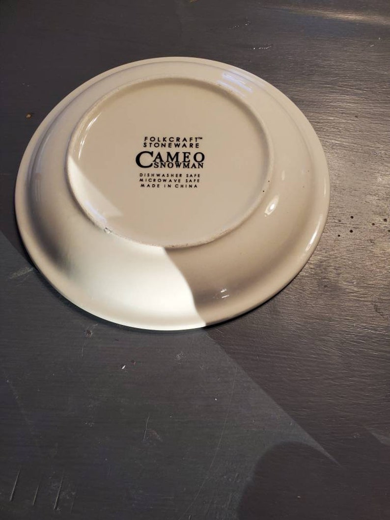 On Sale Rare Find Folkcraft Stoneware Cameo Snowman 8 Inch Etsy