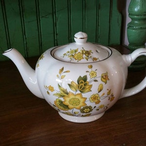 Rare Find, Price Kensington, Yellow and Lime Green Sunflower Pattern, Made in England, Collectible Home Decor