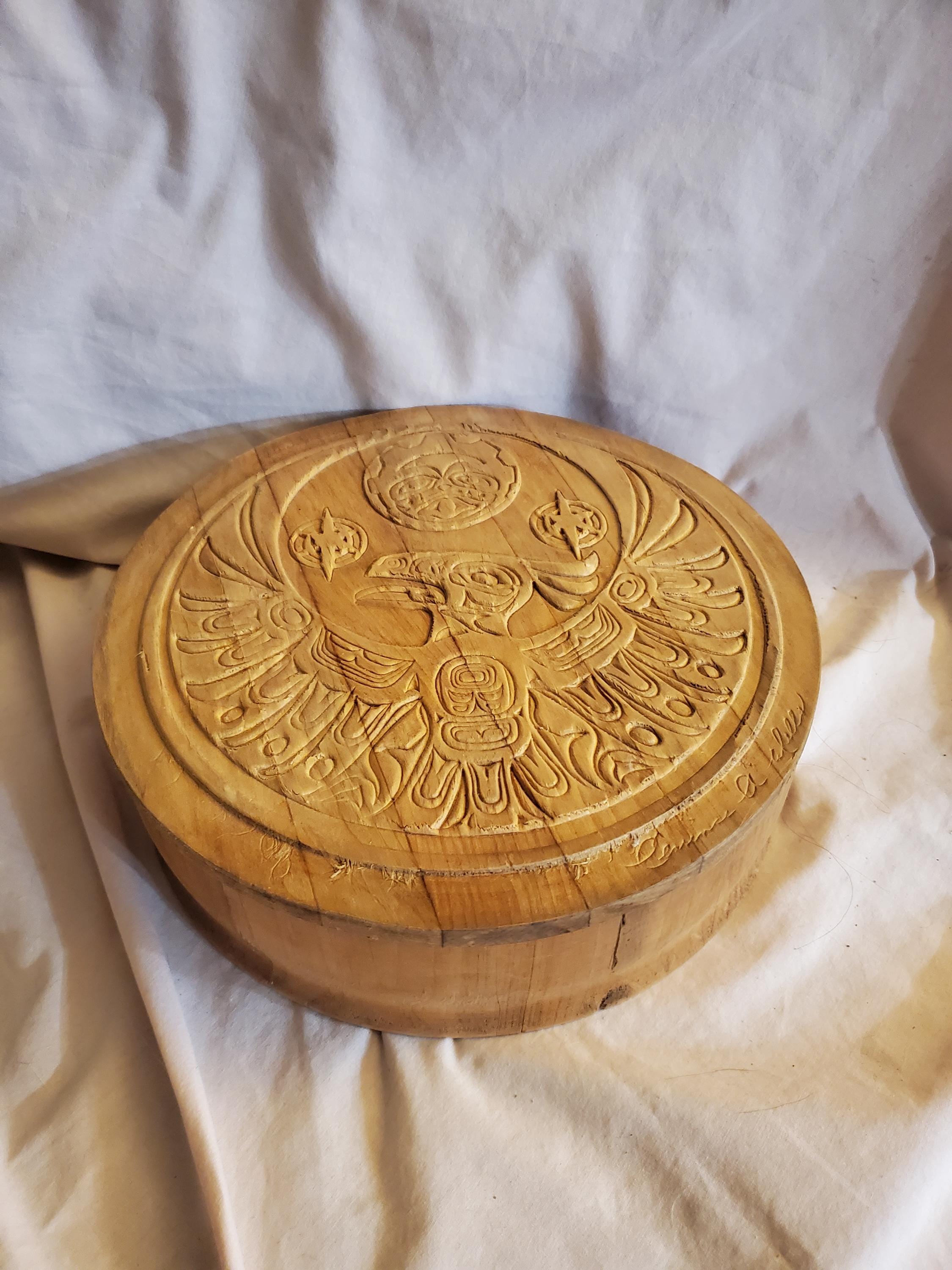 Clarence Wells 10 Inch Cedar Box, Haida Wooden Art Box, Canadian