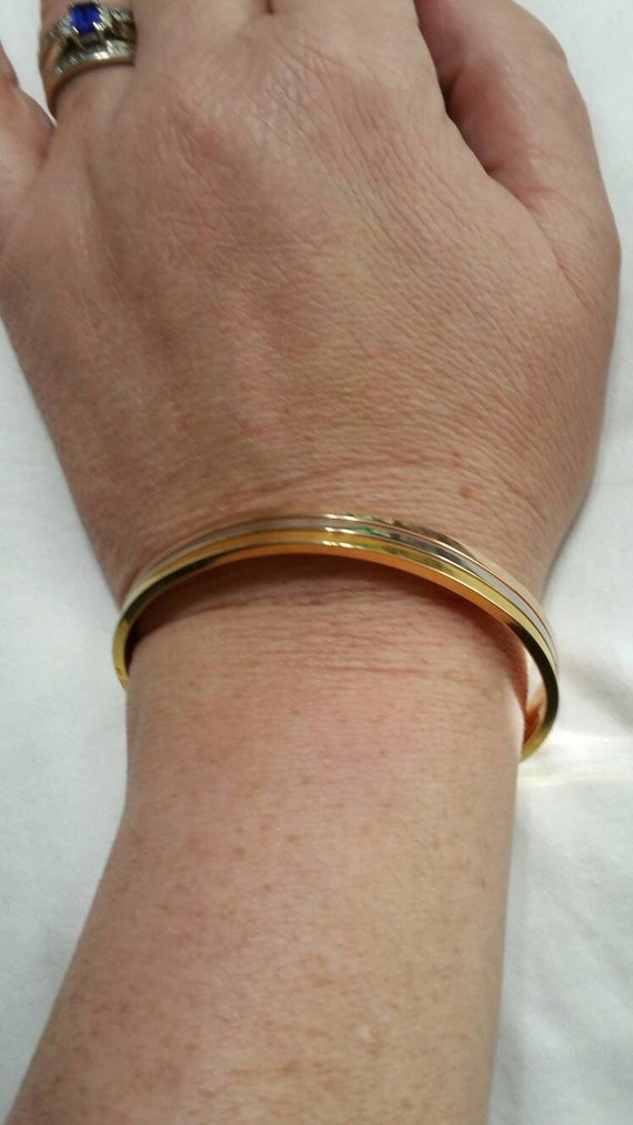24k Electro Plated 2 Toned Cuff Bracelet Costume Jewelry