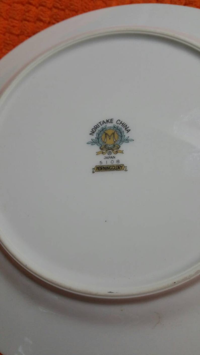 7.50 inch Salad or Dessert Plate with Gold Rim Morning Glory Vintage Serving Dish On Sale 1940s Noritake