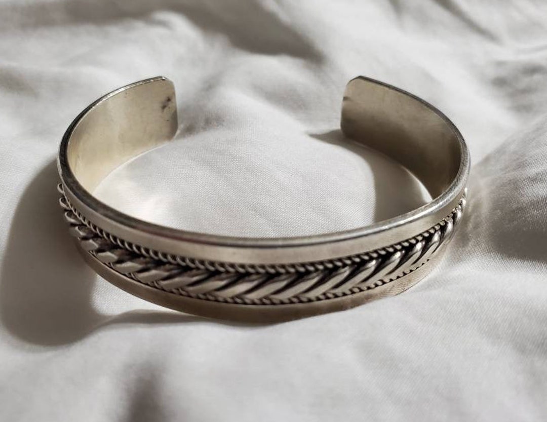 Ron Y Designer Sterling Silver Bracelet Navajo Style Cuff Bracelet