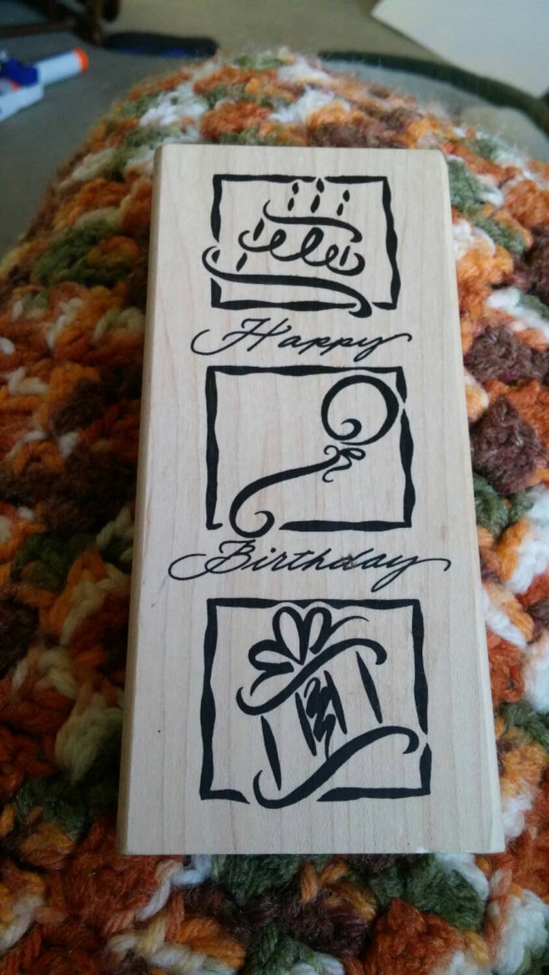 On Sale N Denami Design Rectangular Happy Birthday Stamp for Card Making or Scrapbooking