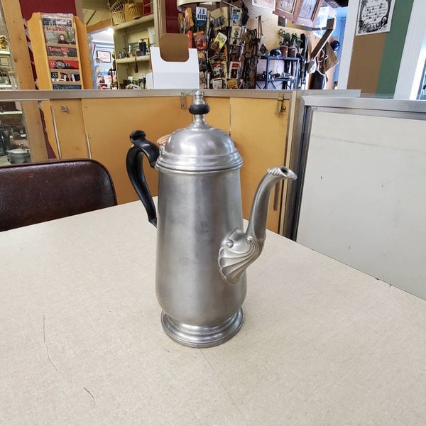 Oneida Heirloom Pewter, Williamsburg Style, Black Rubber Handled Coffee Pot, Colonial Style, Vintage Serving Tool