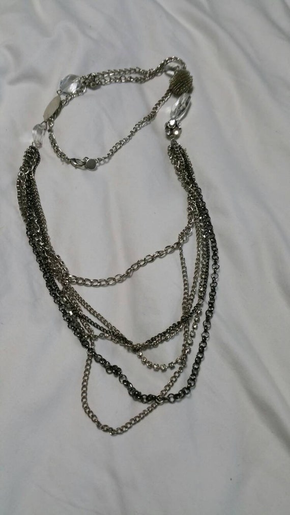 5 Strand, Heavy Silver and Black Toned Chain with 