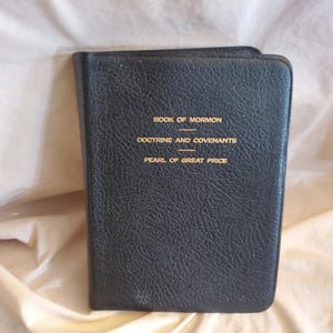 1977 Edition Book of Mormon Triple Combination Religious Book, Church of Latter-Day Saints, Tabbed, LDS Book, Black Leather