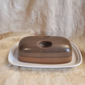 Rare Find, Mikasa Potter&#39;s Art, 2 Piece Butter Dish, Buckskin PF012 Patter by Ben Seibel, Serving Dish