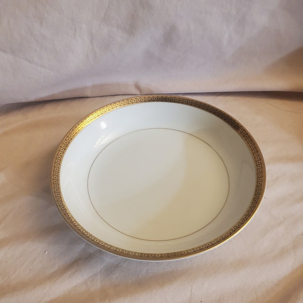 Fashion Manor Brantley 7.50 inch Soup or Cereal Bowl with Gold Band W/Black Squares & Dots, Made in Japan, Rare Find, Discontinued Pattern