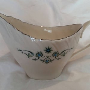 Lenox Fine China Melissa Pattern with Blue/Green Scrolls, Swirl, Scalloped Creamer or Syrup Pitcher Elegant Dining