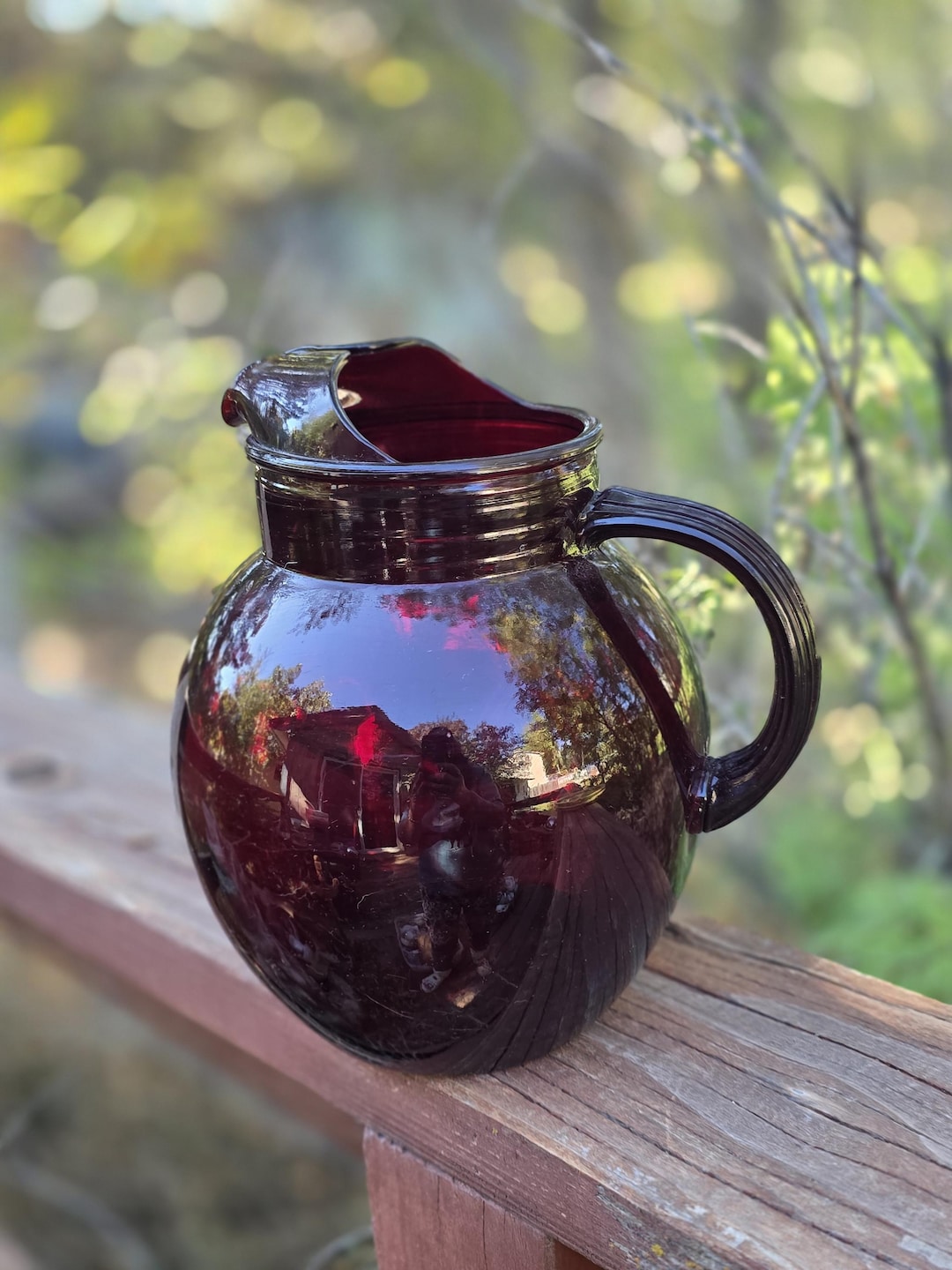 Ruby Pitcher Anchor Hocking, Royal Ruby Red Ball Glass Pitcher With Ice Lip, 96 ...