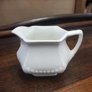 Adams, Empress, Creamer or Syrup Pitcher, Real English Ironstone, Micratex Dish, Inner Ribbing, Adams Backstamp