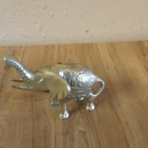 Miniature Collectible Intricate Brass Elephant  Sculpture Home Decor Paper Weight