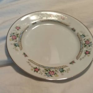 Imoco Number 1188 Stratford Fine China 6.50 inch Bread Butter Plate Made in Japan with Pink and Blue Flowers