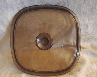 Pyrex Visions Brown/Amberina Glass, Pyrex A 9-C Square Replacement Lid, 8.5 inch Square Lid