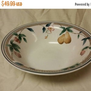 Vintage Large Serving Bowl Keltcraft by Noritake Natures Bounty China Made in Ireland Floral Fruit Pear Cherry Grapes