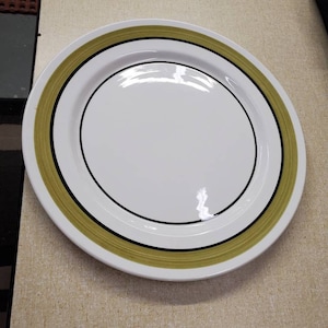 Mikasa, Spanish Moss, 12.25 inch Round Serving Platter,  Mediterrania, Green Band, Black Line & Verge