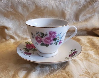 Style cottage, fabriqué en Chine, rose royale ou rose mousse, porcelaine fine, tasse à pied et soucoupe, ensemble de tasses à thé, plat de service 2 pièces