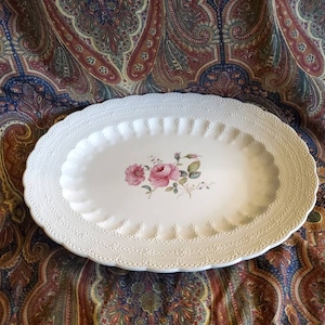Rare Find, Billingsley Rose Pink (Old Backstamp) by Spode, 17 inch Oval Platter with  Jewel, Pink Rose, Older Backstamp, No Trim