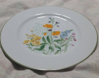 Crescent China 25 cm porslinstallrik Tara-design med gula, blå, orange och rosa blommor