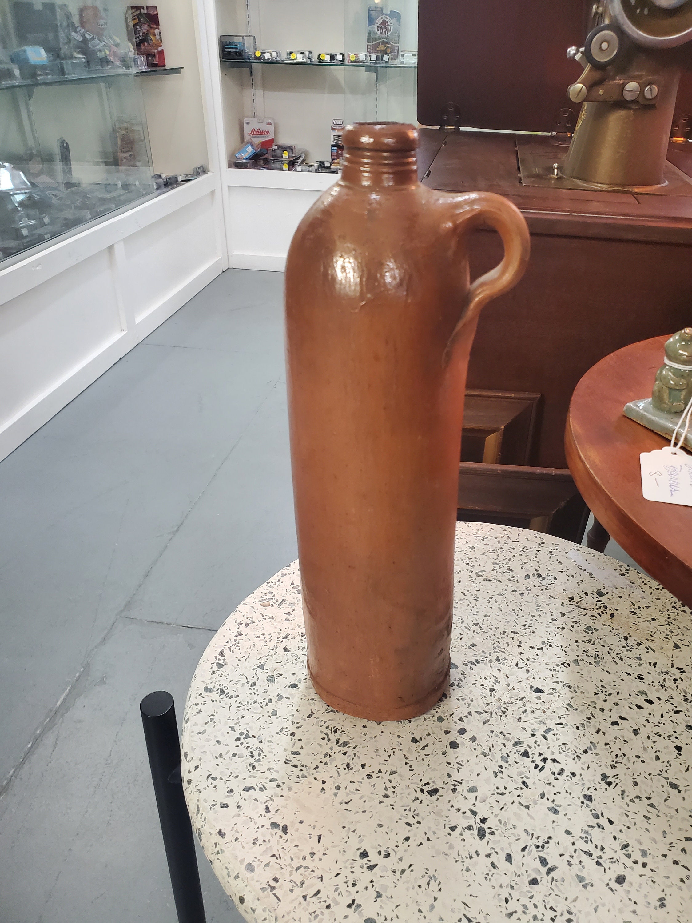 1800s, German Redware Mineral Water Pottery Bottle, Roisdorfer Mineral ...