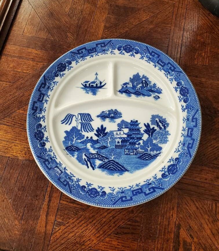 骨董 ウイローパターン 皿 陶器 日本 オキュパイドジャパン ウィロー