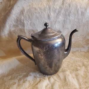 F B Rogers, Aged 4 Cup Silver on Pewter Teapot, Chocolate Pot, Number 2311, Made in USA