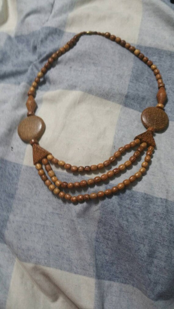 Costume Jewelry Brown Wooden Beaded Safari Style 2