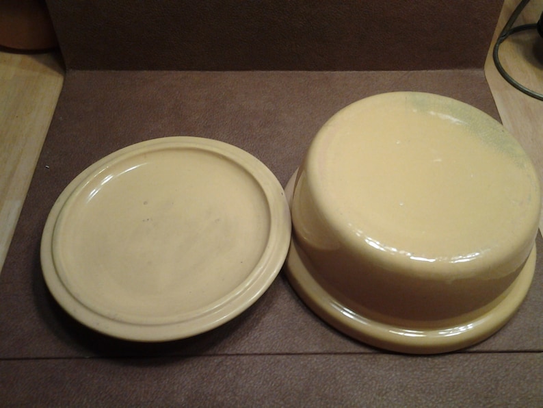 On Sale Collectible 1940s Coors Pottery Rosebud Design Bright Yellow Covered Casserole Dish