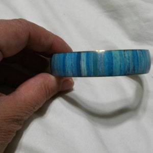 Brass and Aqua Blue and Green Toned Bracelet Costume Jewelry Fashion Accessory