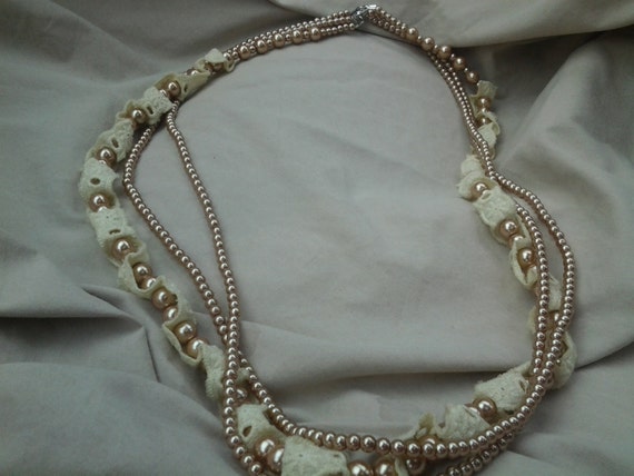 On Sale Beautiful Layered Golden Brown Faux Pearl… - image 3