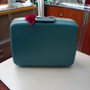 Samsonite Silhouette,  Medium Sized, Powder Blue, Vintage Suitcase with Silver Toned Chrome, Mid Century Case