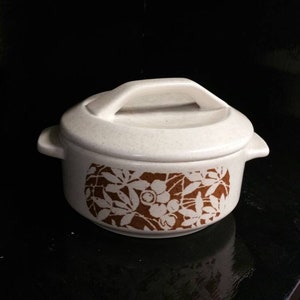 Rare Find Temperware di Lenox, Woodspice 6,75 pollici rotonda piccola casseruola, floreale marrone, Cina da collezione