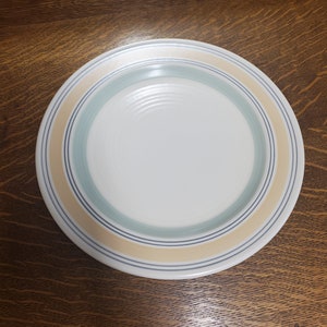Pfaltzgraff Key Largo 11 inch Dinner Plate, Yellow and Green on Cream, No Trim, Made in Mexico