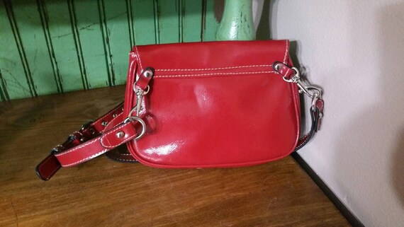 Cherry Red Vinyl, Small Rectangular Shoulder Stra… - image 3