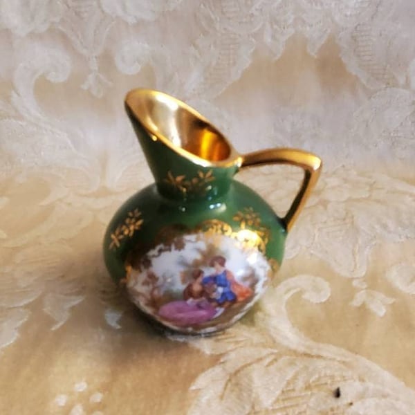 Vintage Fragonard Limoges,  La Reine France Miniature Vase or Tiny Pitcher, Bardet Limoges, France, Curio Cabinet Decor