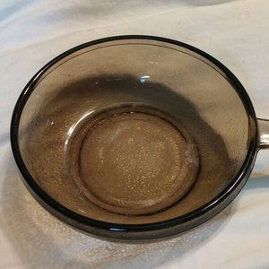 Glasbake Amberina/Brown Glass Small Bowl Cooking Pot with Handle Kitchen Made in USA