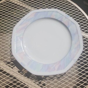 Savoir Vivres, Celina Pattern, 10.25 inch Dinner Plate, Multicolor Pastel Border, Octagonal, Fine China, Made in Thailand