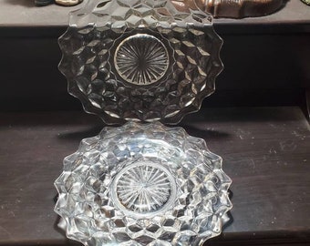 2er Set, Whitehall, 7,5-Zoll-Salatplatten, Fostoria / Indiana-Kolonie, Servierteller, Partyteller, kleine Gerichte, kubistischer Stil