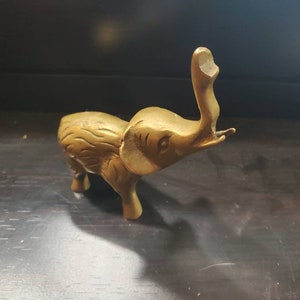 Small Miniature Brass Elephant, Collectible Decoration, Safari Style, Small Paperweight, Home Decor