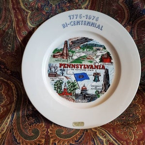 Pennsylvania Bi-Centennial, 10.25 inch,  Decorative Plate or Wall Hanging, Limited Edition, Clair House Ceramics